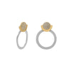 Two Tone CZ and Circle Drop Post Earrings