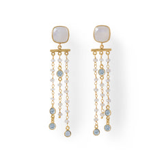 14 Karat Gold Plated Rainbow Moonstone Post Earrings