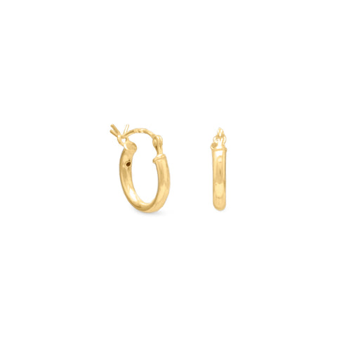 14 Karat Gold Plated 2mm x 12mm Hoop Earrings