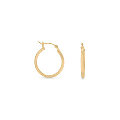 14 Karat Gold Plated 2mm x 20mm Hoop Earrings