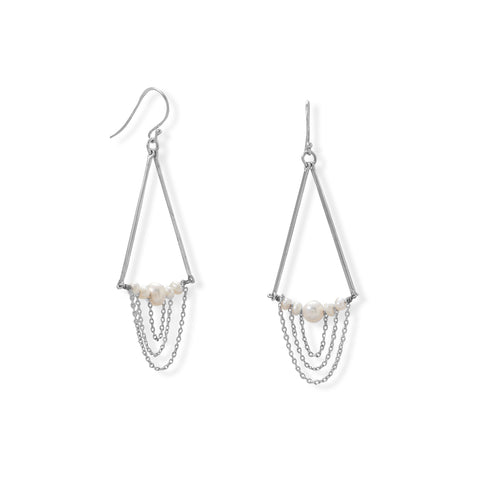 Not Your Mother's Pearls! Cultured Freshwater Pearl and Bar Chain Drop Earring