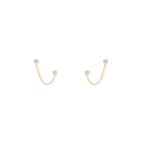 14 Karat Gold Double Post Crystal Earrings
