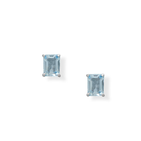 Rhodium Plated Sky Blue Topaz Earrings