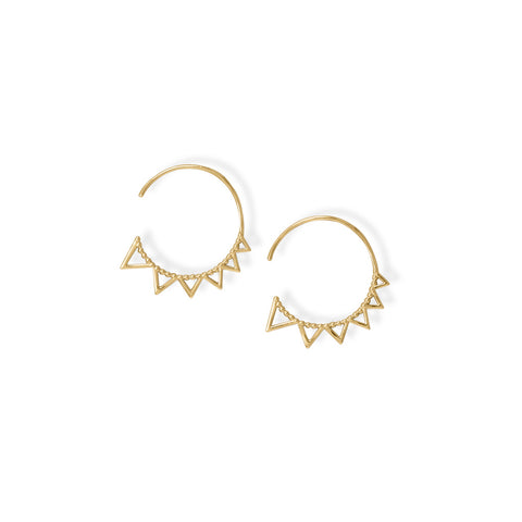 14 Karat Gold Plated Beaded Sun 3/4 Circle Wire Earrings