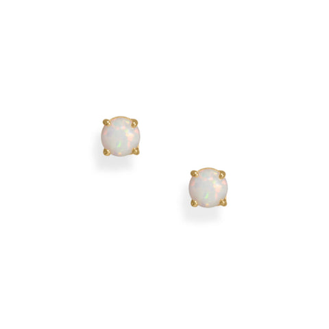 14 Karat Gold Plated Synthetic Opal Stud Earrings