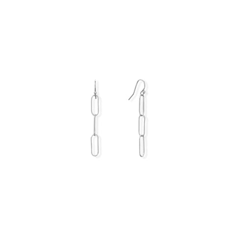 Rhodium Plated Paperclip French Wire Earrings