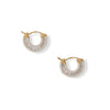 14 Karat Gold Plated Baguette CZ Click Hoop Earrings