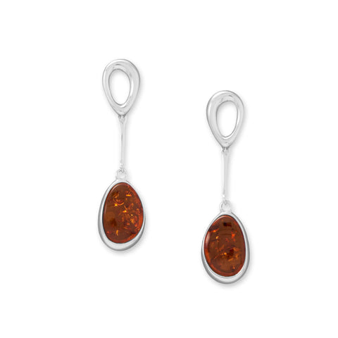Open Link and Baltic Amber Drop Earrings