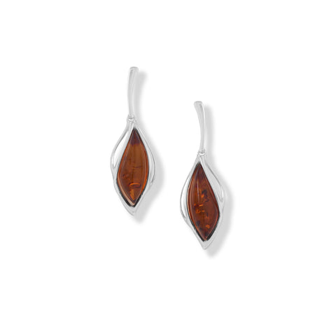 Polished Baltic Amber Cutout Post Earrings
