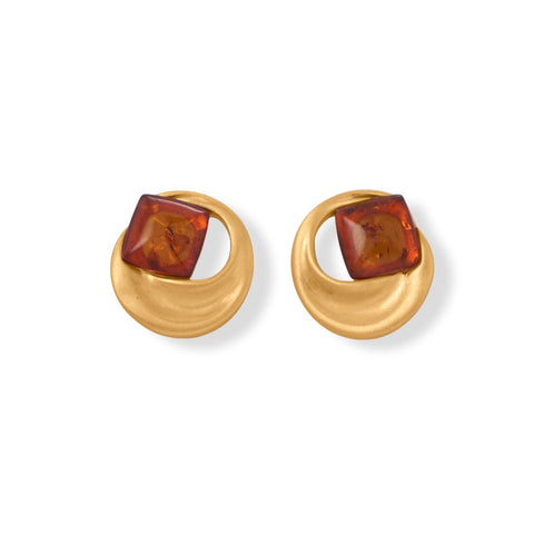 Matte 24 Karat Gold Plated Baltic Amber Earrings