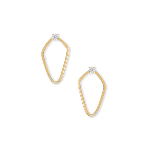 14 Karat Gold White Topaz Stud Earrings