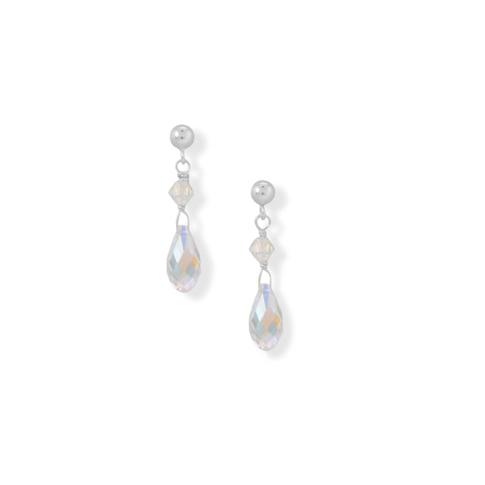 Light Blue Swarovski Crystal Ball Stud Earrings In Silver Plated Finish -  9mm Diameter - avalaya.com