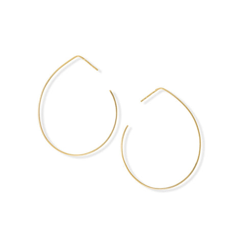 14 Karat Gold Plated Large Pear Outline Earrings