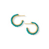 14 Karat Gold Plated Beaded Turquoise 3/4 Hoop Earrings
