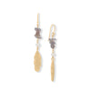 Cultured Freshwater Pearl and Labradorite Feather Earrings