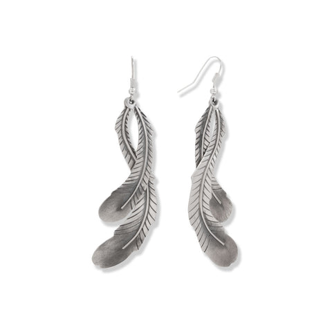 Native American Double Feather Statement Earrings