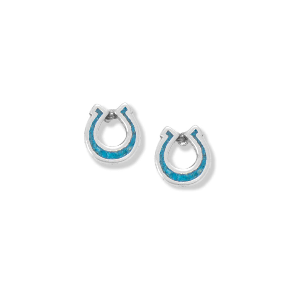 Turquoise Chip Horseshoe Earrings Sterling Silver Turquoise Chip Horseshoe Earrings Sterling Silver