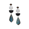 Rhodium Plated Geometric Stone Drop Earrings