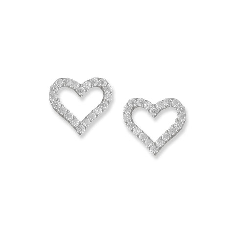CZ Heart Outline Earrings