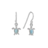 Small Rhodium Plated Larimar Sea Turtle French Wire Earrings