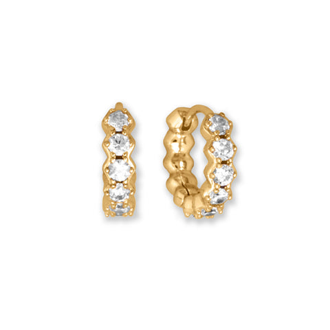 14 Karat Gold Plated 10mm CZ Hoop Earrings