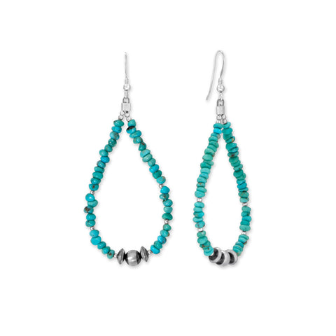 Mexican Campitos Turquoise Pear Outline Earrings