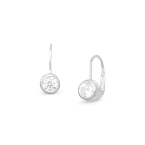 Bezel Set CZ Lever Earrings
