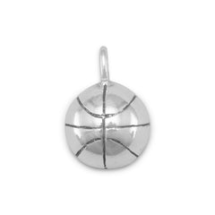 Oxidized Round Half Basketball Charm