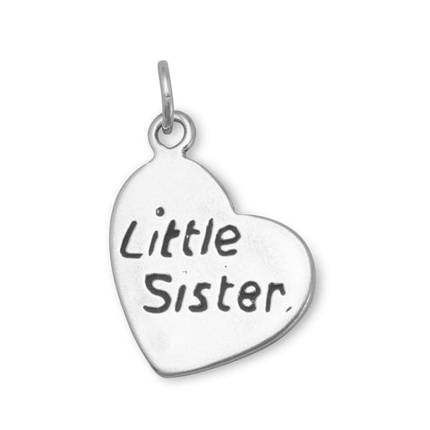 Oxidized "Little Sister" Heart Charm