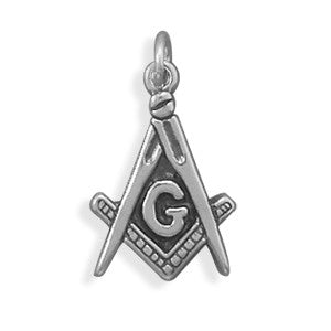 Oxidized Masons Symbol Charm