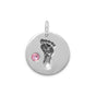 Baby Footprint and Pink Crystal Charm