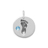 Baby Footprint Charm with Blue Crystal