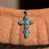 Ornate Oxidized Reconstituted Turquoise Cross Pendant