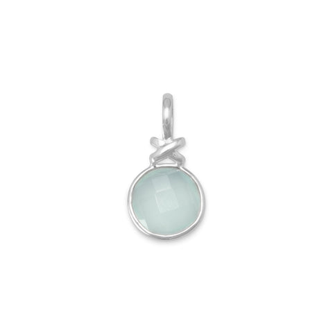 Faceted Sea Green Chalcedony Pendant with "X" Design
