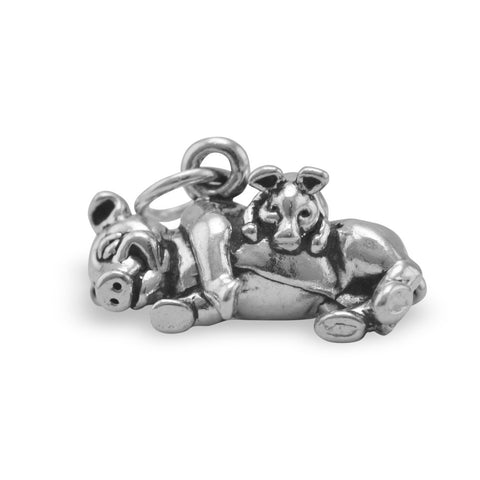 Adorable Oxidized Pig with Piglet