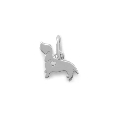 Rhodium Plated Darling Dachshund Dog Charm