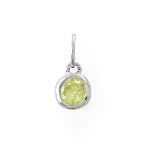 Rhodium Plated Round CZ Birthstones Charm (January-December)