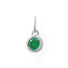 Rhodium Plated Round CZ Birthstones Charm (January-December)