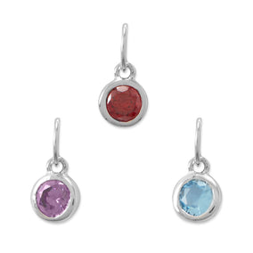 Birthstone Crystal Charms Sterling Silver 6.5mm x 8.7mm