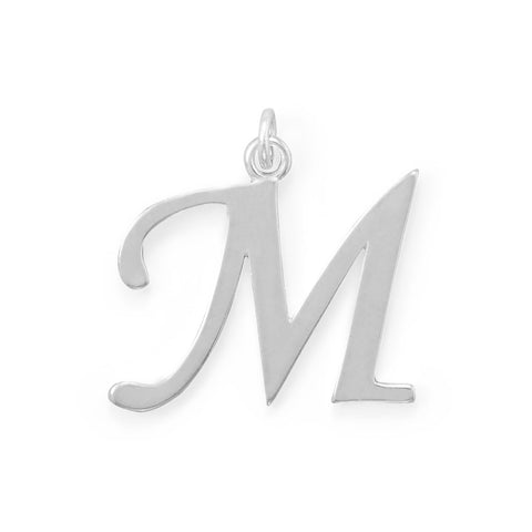 Polished Letter M Initial Pendant 