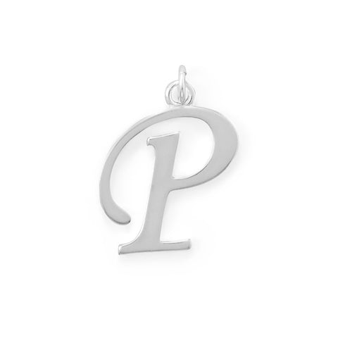 Polished Letter P Initial Pendant