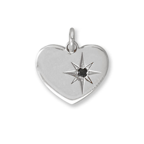 Black Diamond Star Design Heart Pendant