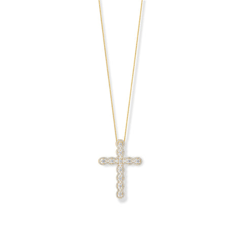 14 Karat Gold Plated Floating CZ Cross Slide