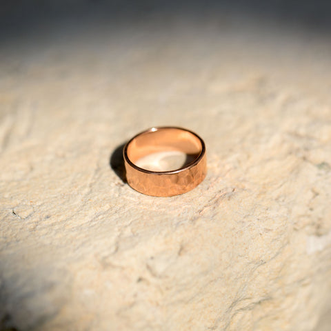 8mm Solid Copper Hammered Ring