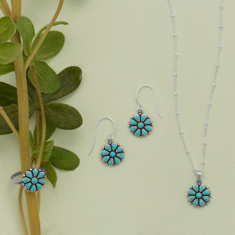 Reconstituted Turquoise Flower Pendant