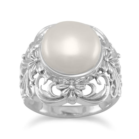 Classic Natural Pearl Irregular 925 Sterling Silver Adjustable Ring