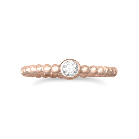 14 Karat Rose Gold Plated Solitaire CZ Ring