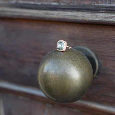 14K Rose Gold Plated Prasiolite Ring