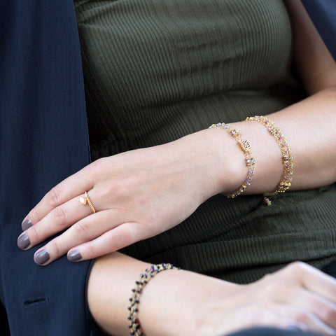 7" Double Strand Tanzanite and Citrine Bracelet