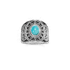 Oxidized Beaded Design Reconstituted Turquoise Ring